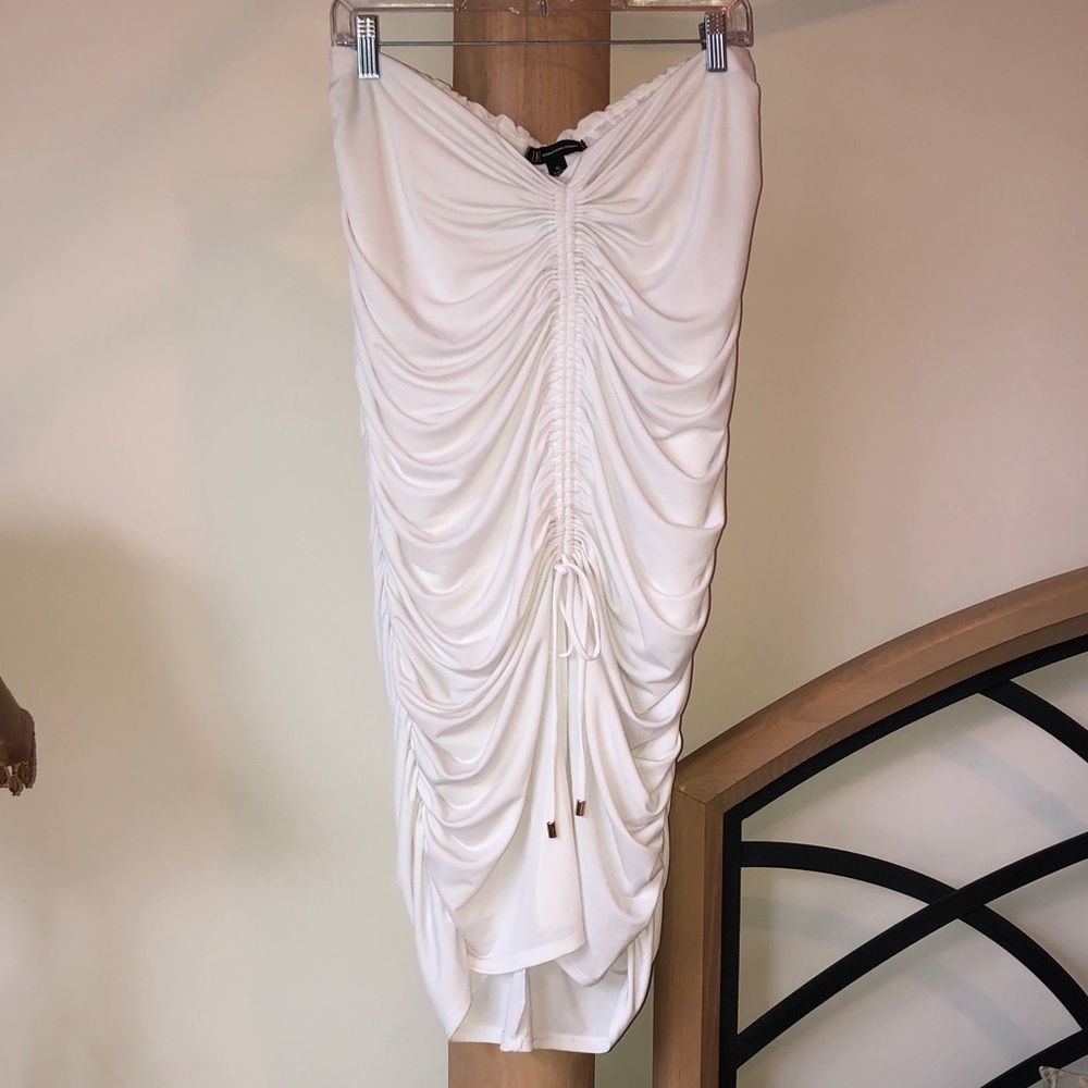 INC International Concepts White Ruched Midi Skirt